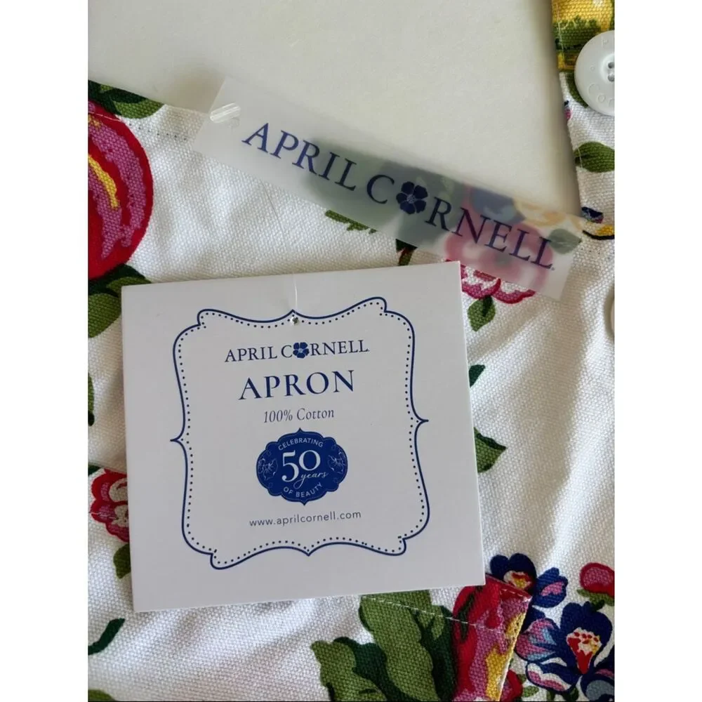 NWT April Cornell Full Apron Fruit Floral Print 100% Cotton